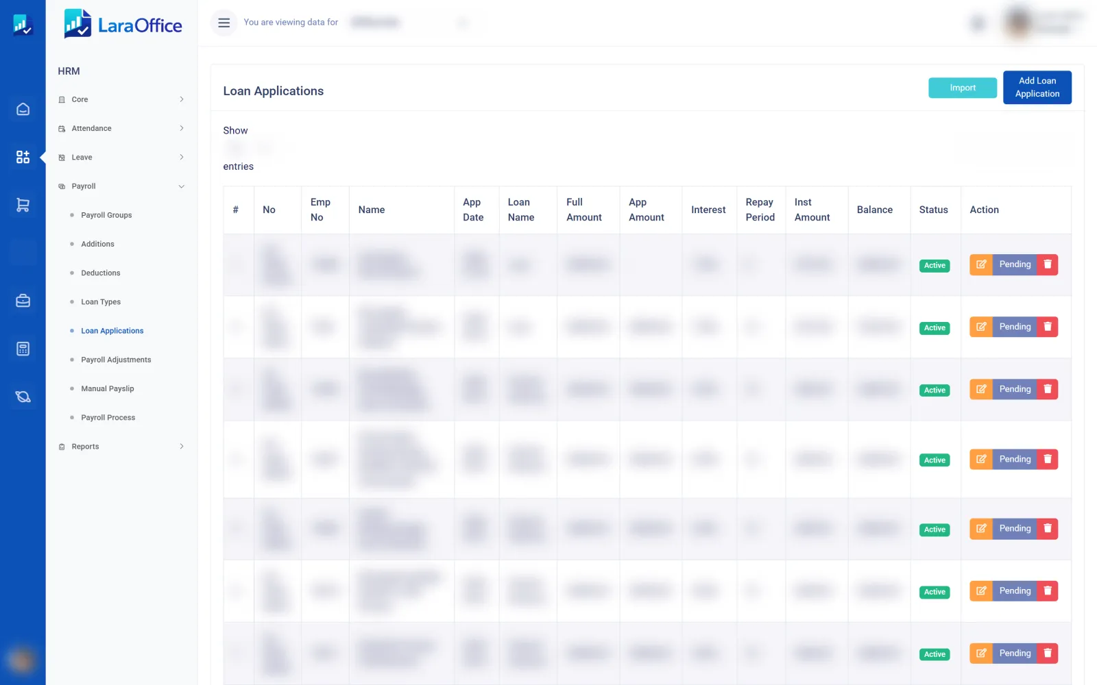 LaraOffice loan applications awaiting approval